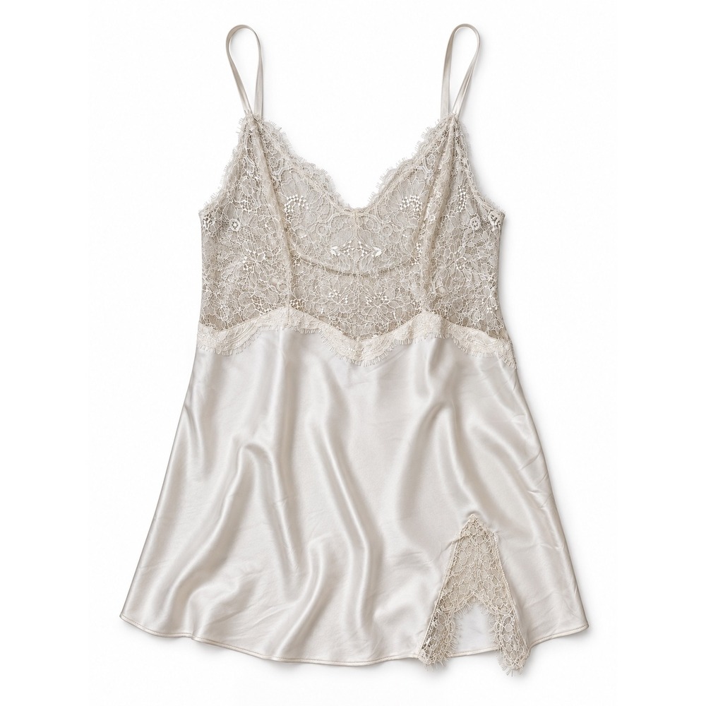 Victoria's Secret Satin and Lace Chemise Nightgown Ivory XL Slip Bridal Nightie